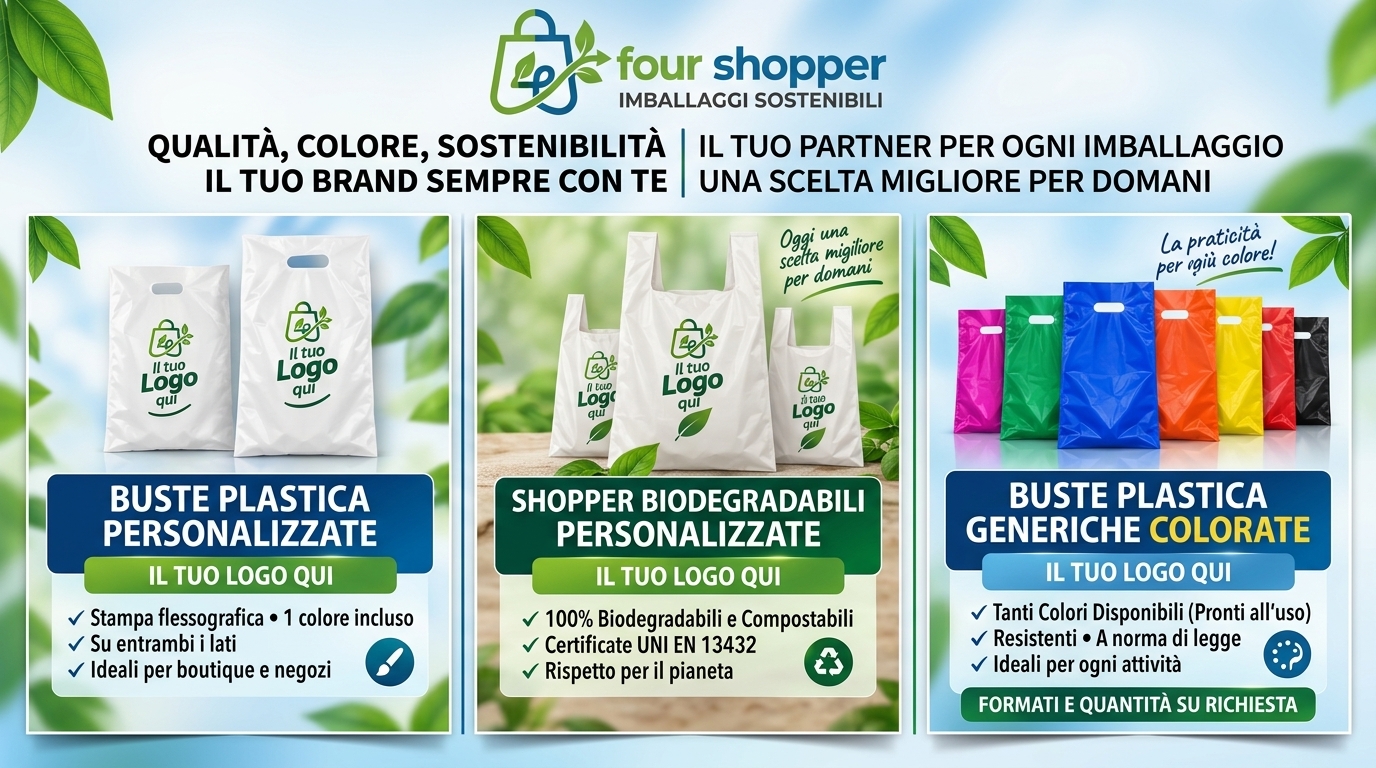 Four Shopper - Buste e Sacchetti in Plastica, Bio, Personalizzate e Generiche