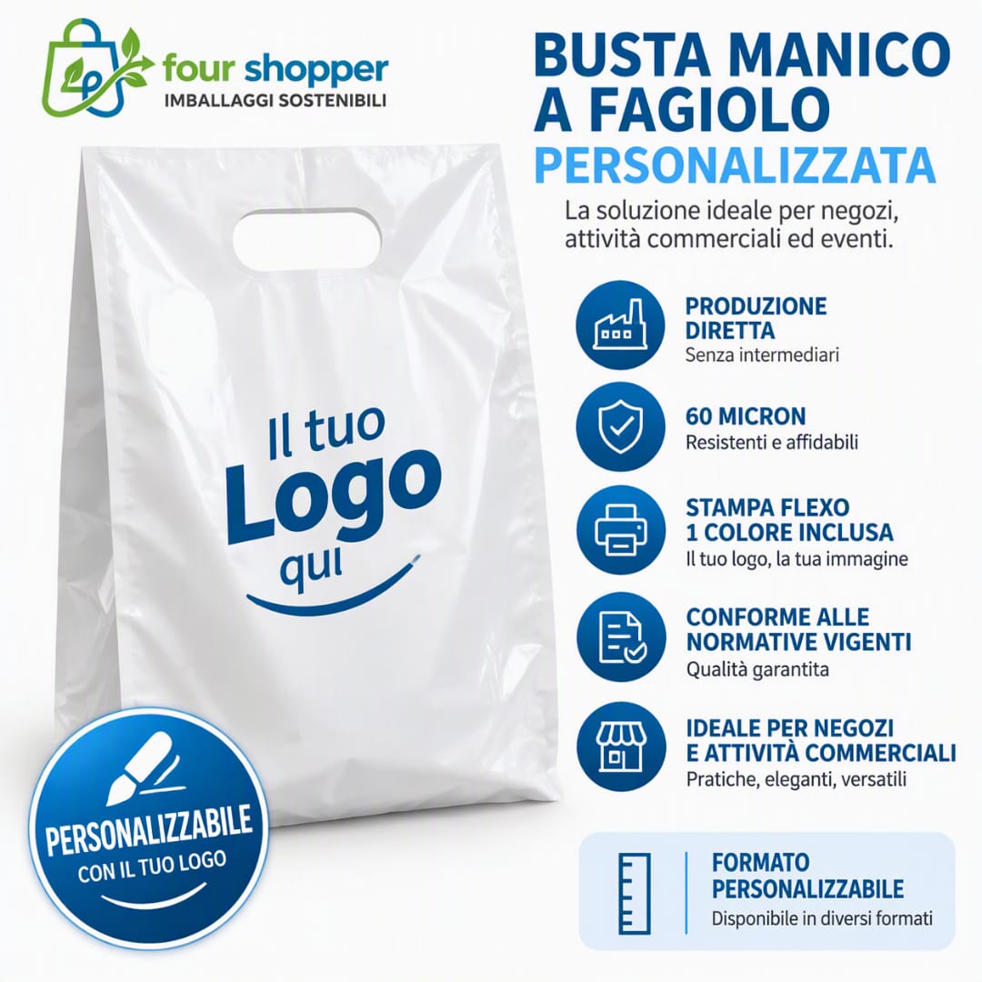 Buste Plastica Manico a Fagiolo Personalizzate